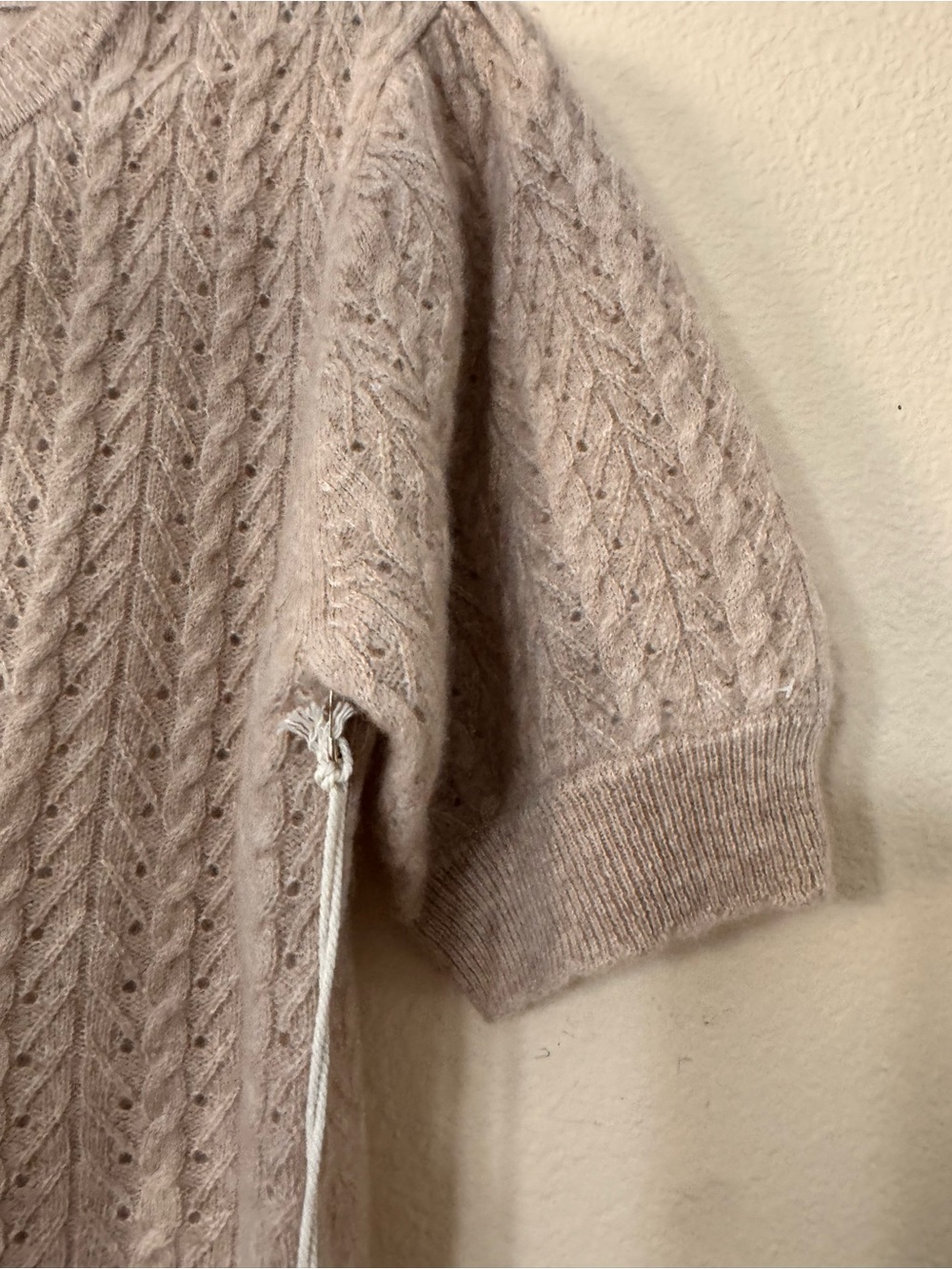 Joie 100% Cashmere Pointelle Cable Knit Cardigan Pearl Buttons S NWT - Picture 6 of 8